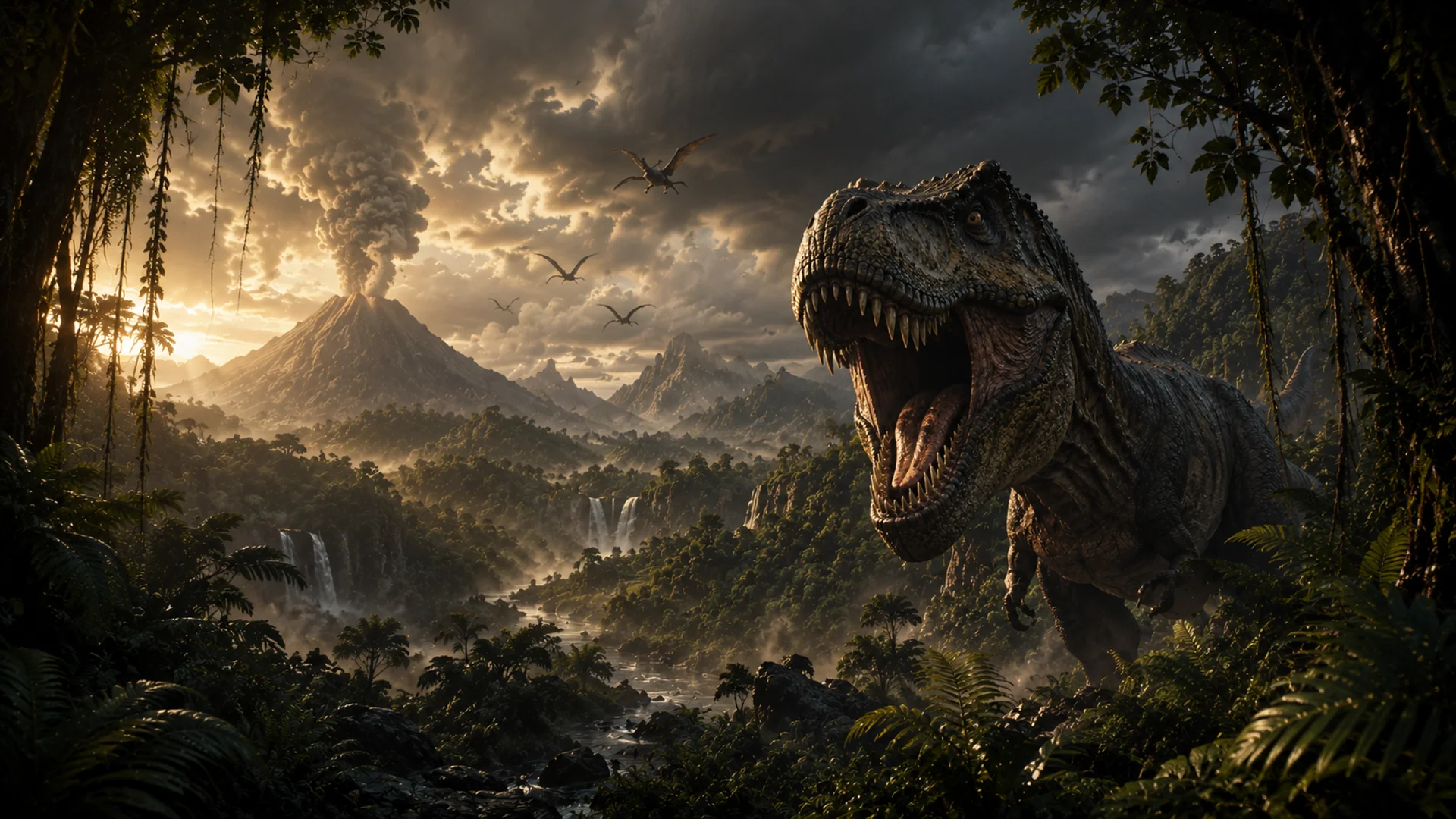 Prehistoric dinosaur landscape
